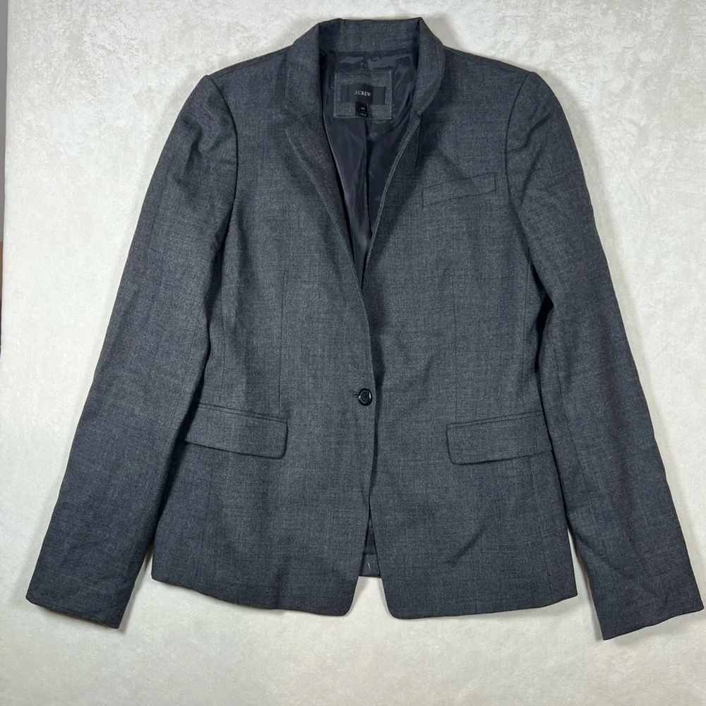Never Worn J. Crew 12T Gray Blazer Sport Coat 1 Button Wool Blend Chic Jacket